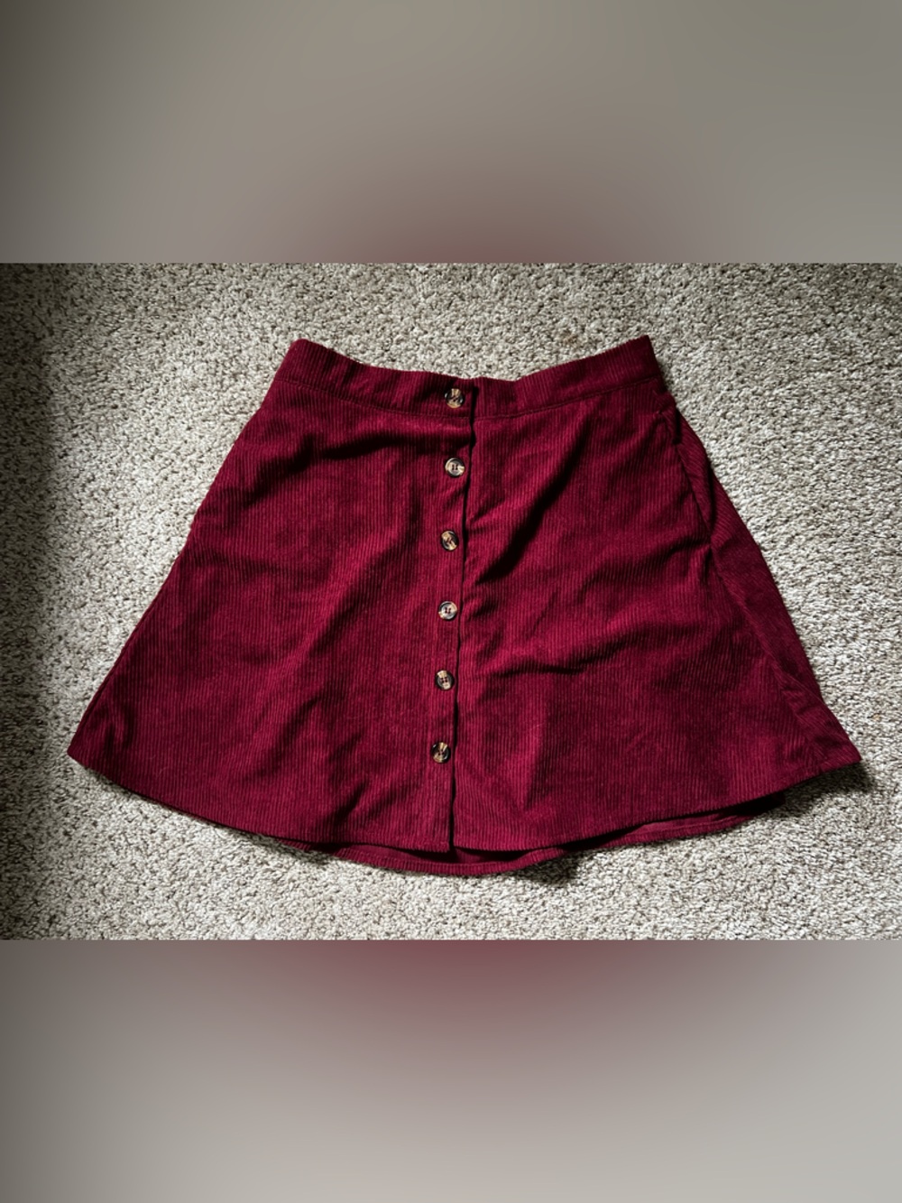 NWOT Button Down Front A-Line Corduroy Mini Skirt